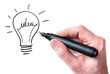 Hand drawing Idea bulb on whiteboard