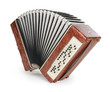 Brown bayan (accordion) on white background