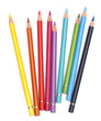 Color pencils over white background