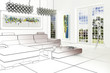 canvas print picture - Apartment with artwork (draw)