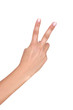 Hand holding up two fingers