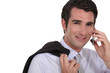 Businessman calling in phone