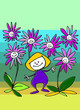 Happy kid with flowers Happy kid with flowers