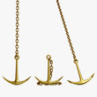 Golden Anchors isolated on white background Golden Anchors isolated on white background