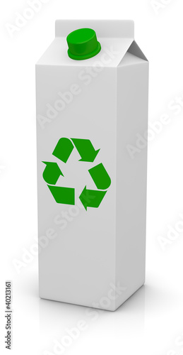 Illustration: tetrapack package with recycling symbol tetrapack package with recycling symbol