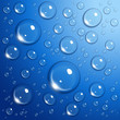 Water drops on blue