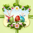 Easter card with bunnies and eggs