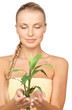 woman with green sprout