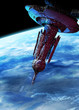 Illustration: Large spaceship or docking station in earth orbit Large spaceship or docking station in earth orbit