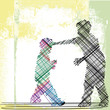 Vektor: bully pushes around a smaller kid. Vector illustration bully pushes around a smaller kid. Vector illustration