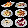Set of different meals and deserts