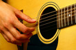 Closeup view of playing classic spanish guitar