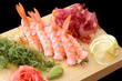 sashimi ebi on a board