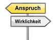Schilder Richtung Anspruch Wirklichkeit