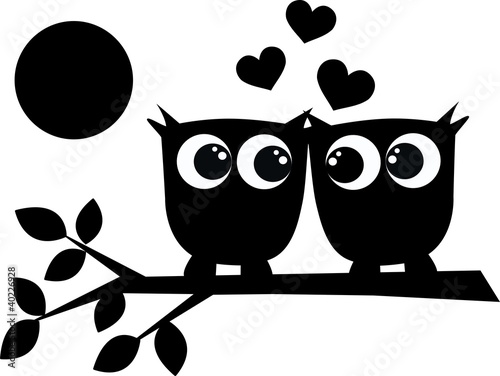 Illustration: two owls in love two owls in love