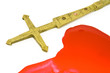 Golden cross and blood