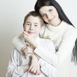 Portrait of beautiful smiling family: mother and son