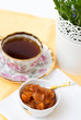 A cup of tea and jam