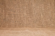Close-up of natural burlap hessian sacking. Background texture u