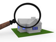 Haus mit Lupe 3D