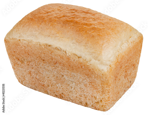 Photo: A loaf of bread isolated on the white background A loaf of bread isolated on the white background