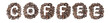Coffe beans used to spell the word coffee