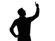 one business man pointing up surprised silhouette