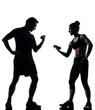 Foto: one couple man woman exercising workout fitness one couple man woman exercising workout fitness