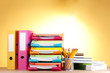 bright paper trays and stationery