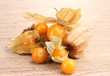 Physalis heap on wooden background