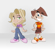 Boy and girl. Cartoon kids. Boy and girl. Cartoon kids.