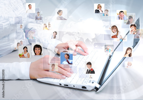 Illustration: Laptop against technology background Laptop against technology background