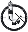 Kompass mit Leuchtturm und Schiffsanker