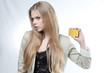 Photo: beautiful girl show golden credit card beautiful girl show golden credit card