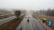 Morning traffic in the fog, time-lapse, tilt-shift