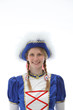 Portrait einer lächelnden Frau im Karnevals- oder Faschingskostü