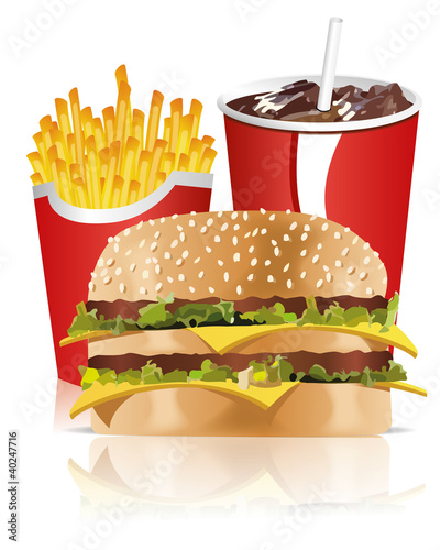 Vektor: Schnellimbiss - Fastfood - Hamburger Pommes Cola 1 Schnellimbiss - Fastfood - Hamburger Pommes Cola 1