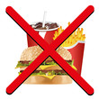 Vektor: Schnellimbiss - Fastfood - Hamburger Pommes Cola Verbot Schnellimbiss - Fastfood - Hamburger Pommes Cola Verbot