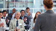 Video: Woman being applauded by business people Woman being applauded by business people