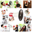 Photo: group of people with megaphone group of people with megaphone