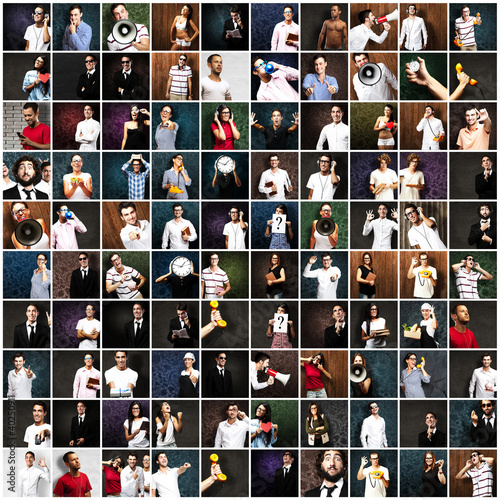 Photo: group of people with technology group of people with technology