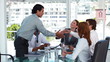 Businessman shakes hands and leaves