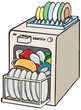 Vector: open dishwasher open dishwasher