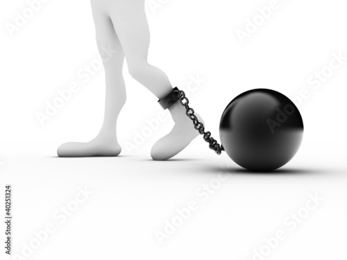 Photo: Convict with handcuffs on white Convict with handcuffs on white