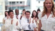 Blonde woman being applauded 