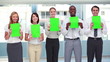 Video: Five business people holding signs Five business people holding signs