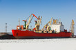 Red cargo ship