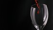 Red wine filling in super slow motion a glass