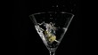 Olives falling in super slow motion