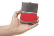 empty business cards in a man's hand
